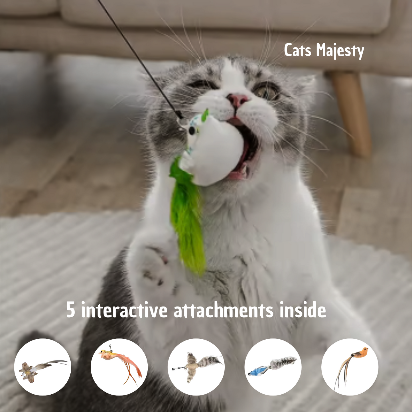 Jouet interactif oiseau pour chat autonome